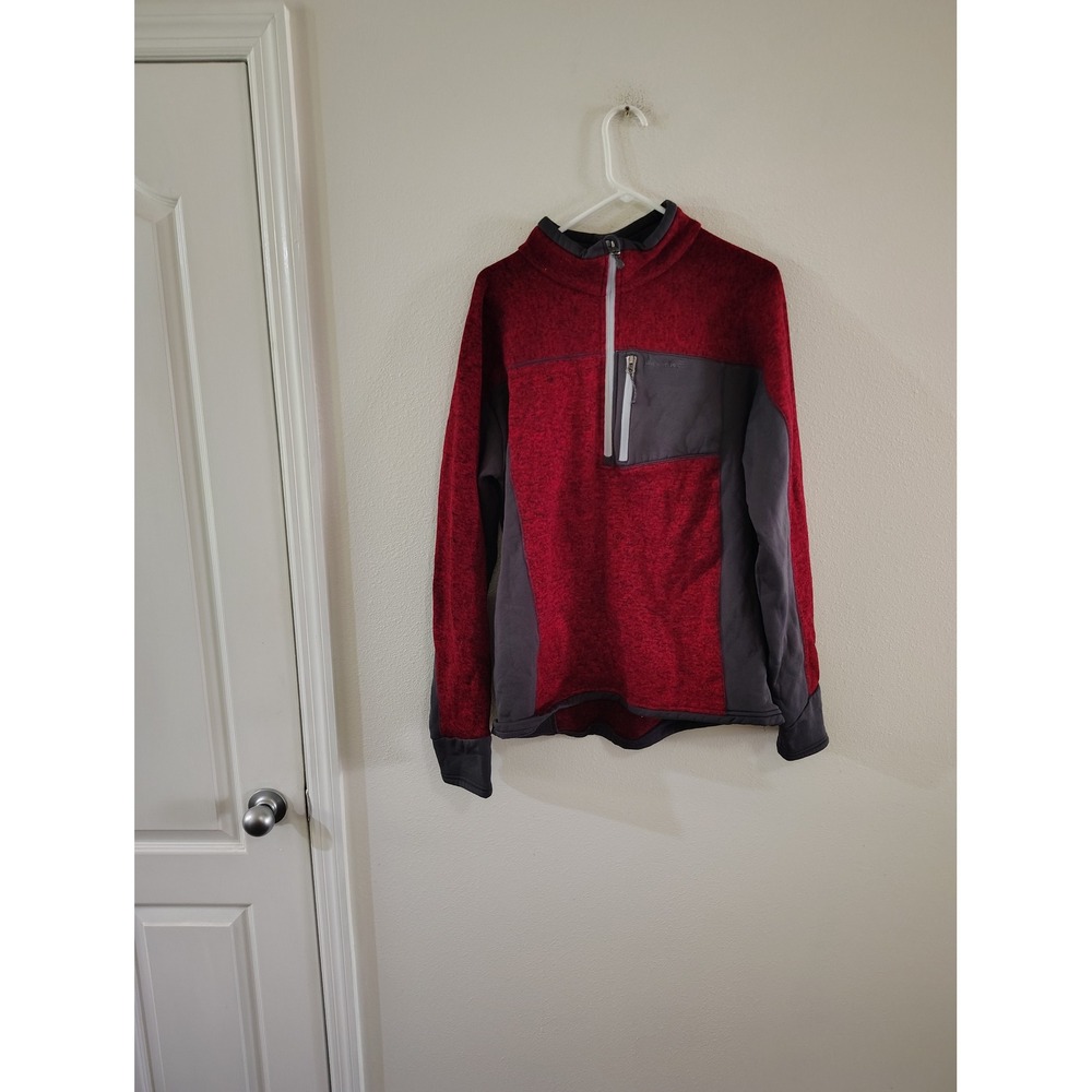 Avalanche Mens XL Quarter Zip Fleece Pullover Red Grey‎ Outdoor Hiking Sweater